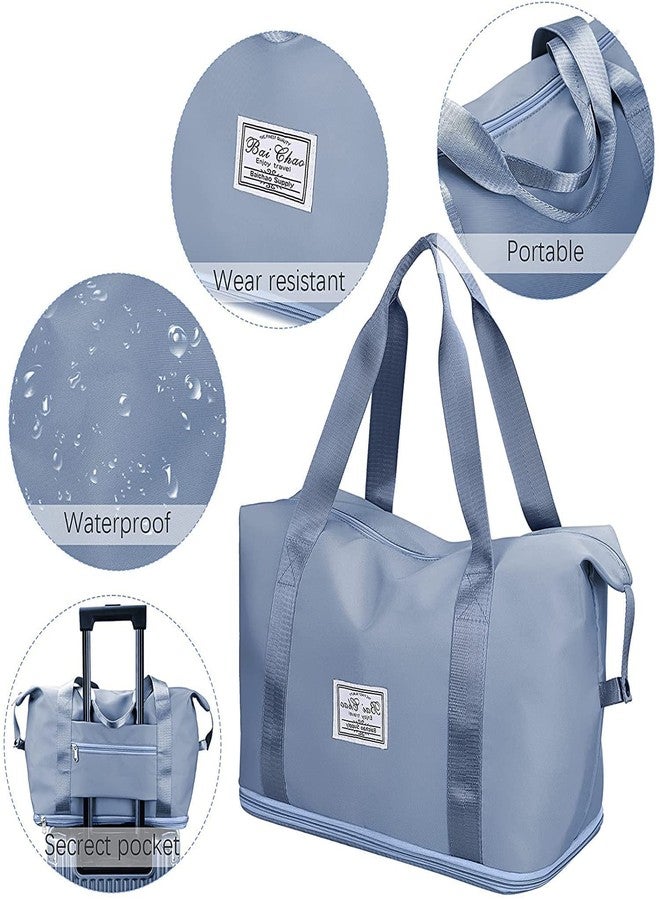 HIMART Folding Travel Bag with Luggage Shoulder Travel Duffle Bags Expandable Weekender Carry On Hand Travelling Bag for Women and Men. (Blue) - Image 2